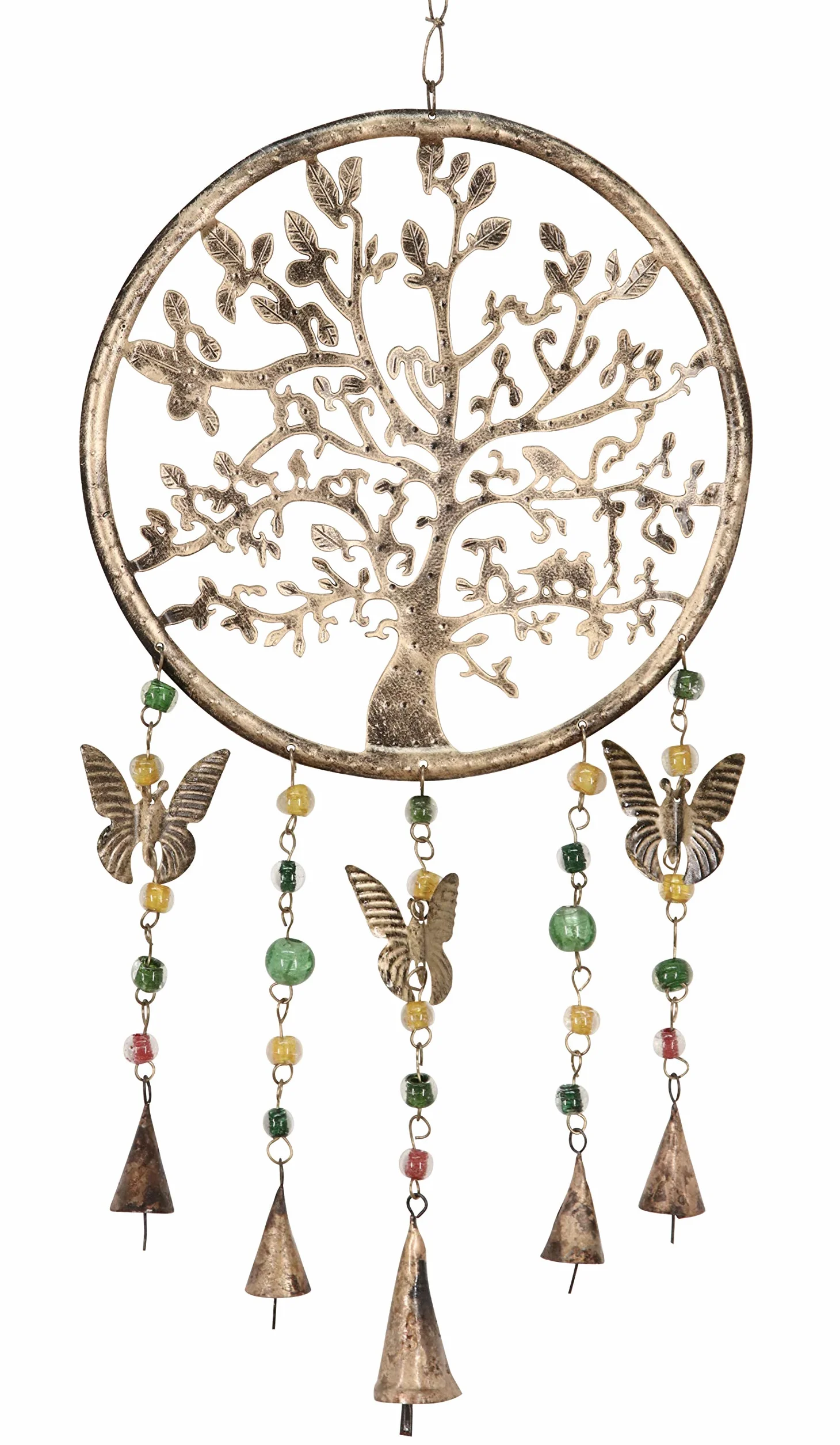 Purity - Scacciaspiriti a Forma di Albero della Vita, con campanelli, Perline e Farfalle