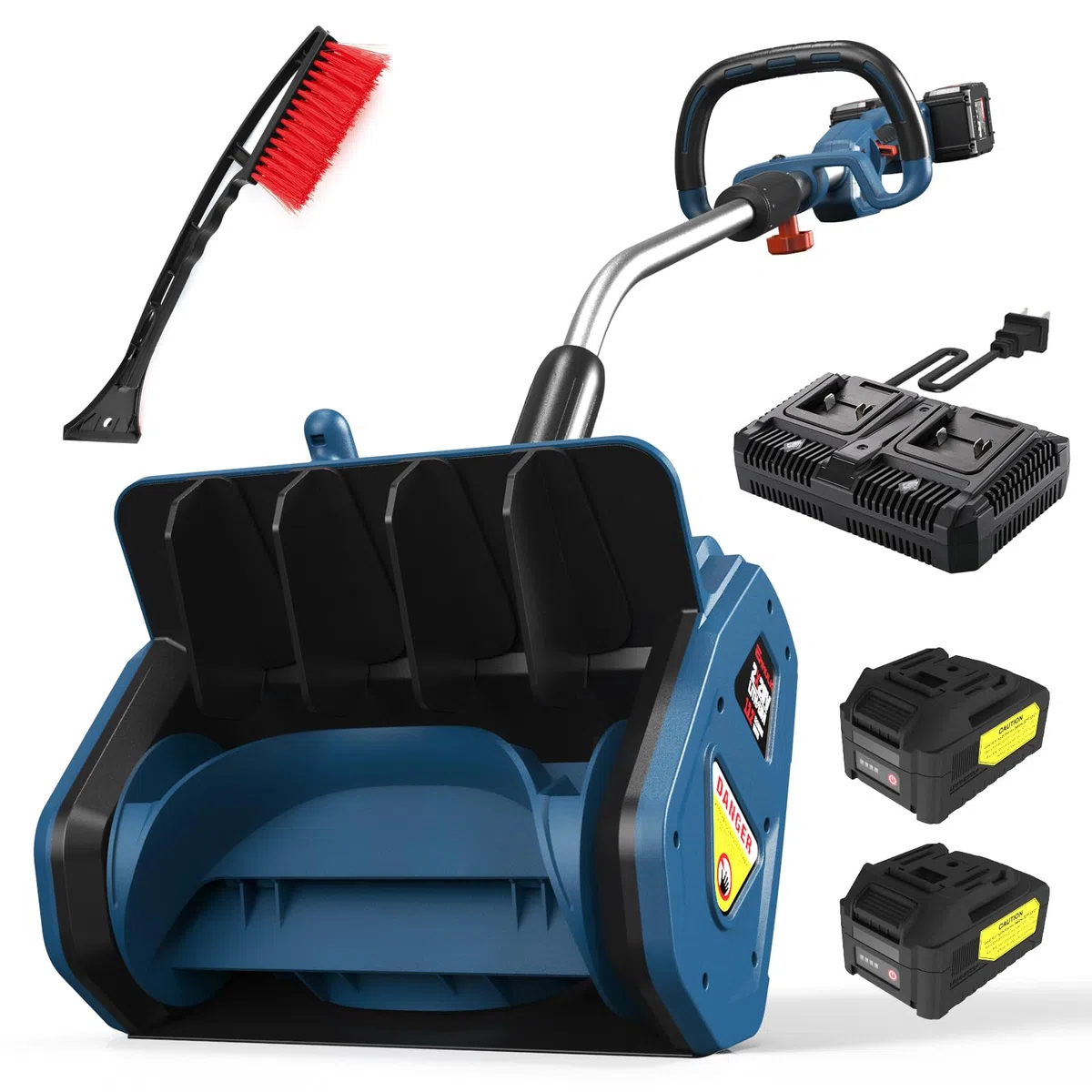 Enhulk 2 spazzaneve a batteria da 20 V, larghezza di lavoro, altezza di 20 cm, pala da neve con impugnatura aggiuntiva, distanza di lancio 8 m, direzione di lancio regolabile ± 30° (include batteria