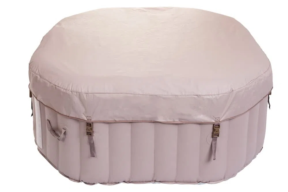 Belatrix Luxury 125 - Vasca idromassaggio portatile (gonfiabile), colore beige, set con base e copertura termica