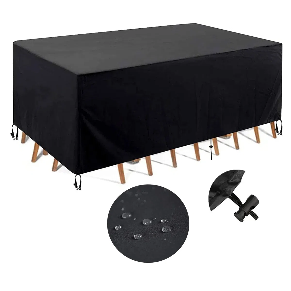 Copri Tavolo da Esterno Impermeabile - 110x55x90cm(LxWxH) 420D Oxford Copertura per Mobili da Giardino Rettangolare Anti-UV Antivento Copritavolo Tavolo da Esterno per Cortile Tavoli Sedie