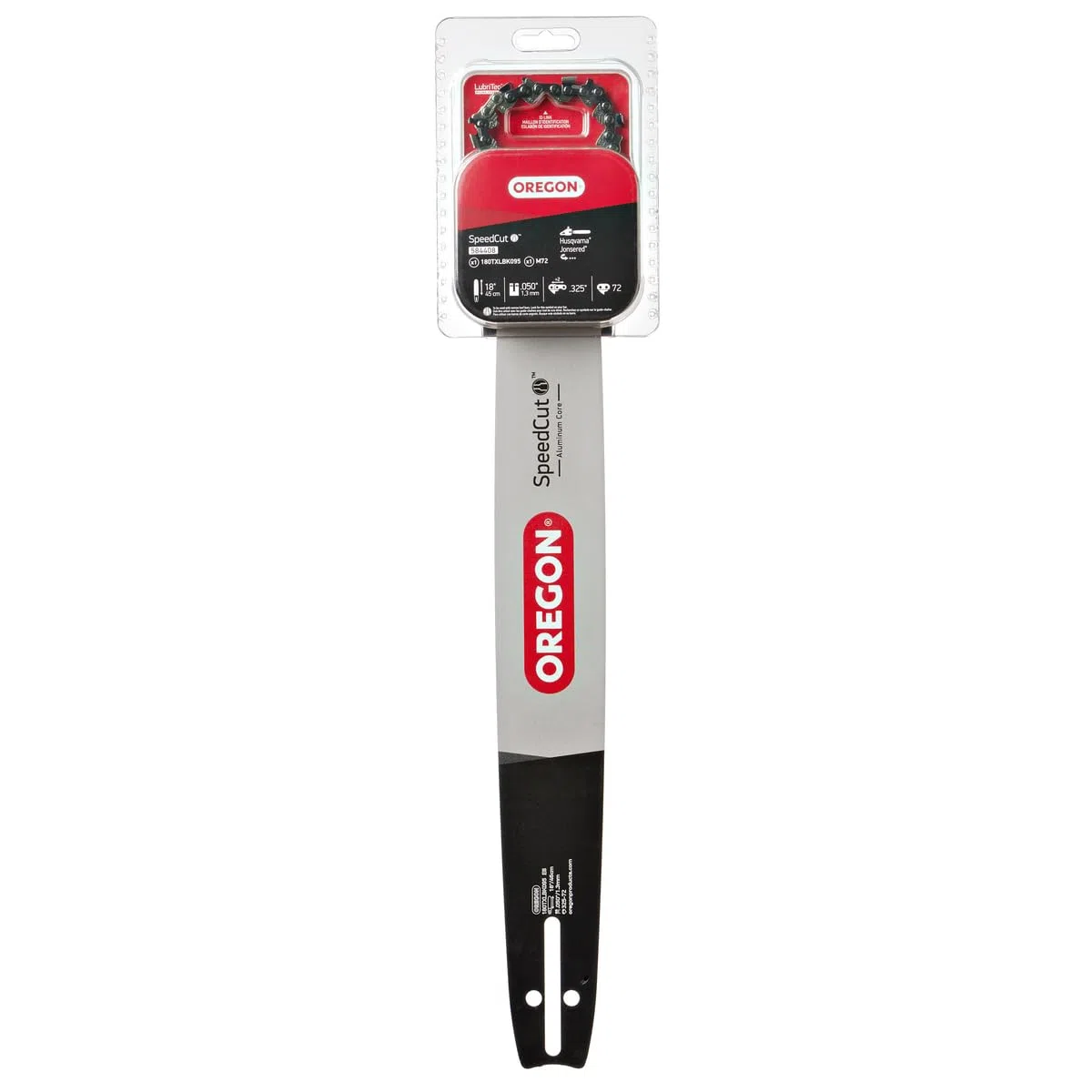 Oregon SpeedCut - Barra guida per motosega da 45,7 cm, compatibile con Craftsman, Husqvarna, Jonsered, McCulloch; passo 0,325", calibro 1,3 mm, 72 maglie di trasmissione