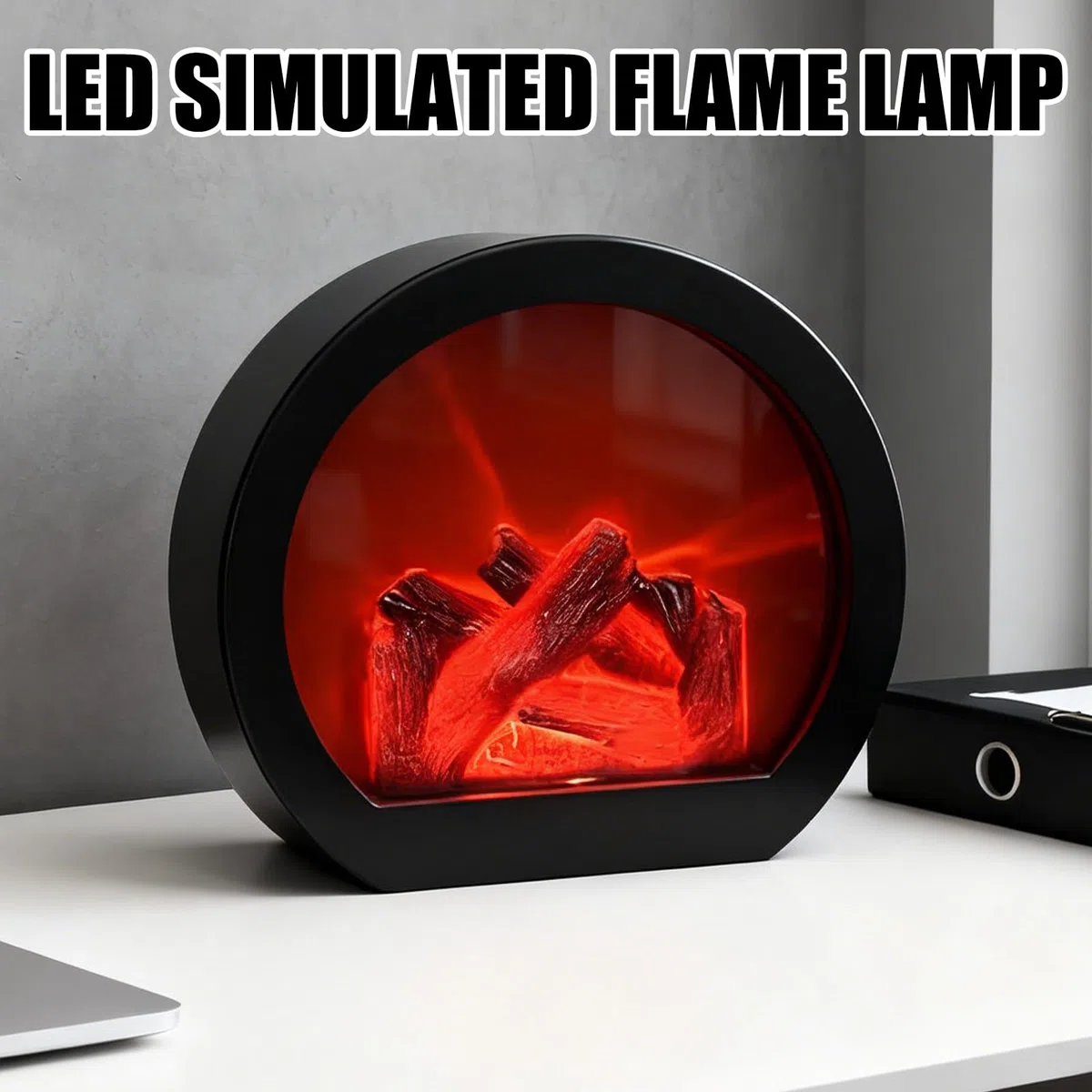 Caminetto a LED Touch Control Camini Elettrici Effetto Fiamma Decorazione Camino Simulazione Fuoco per Interni ed Esterni, Ingresso Terrazza, Camera da letto, 20 x 9,5 x 18,5 cm