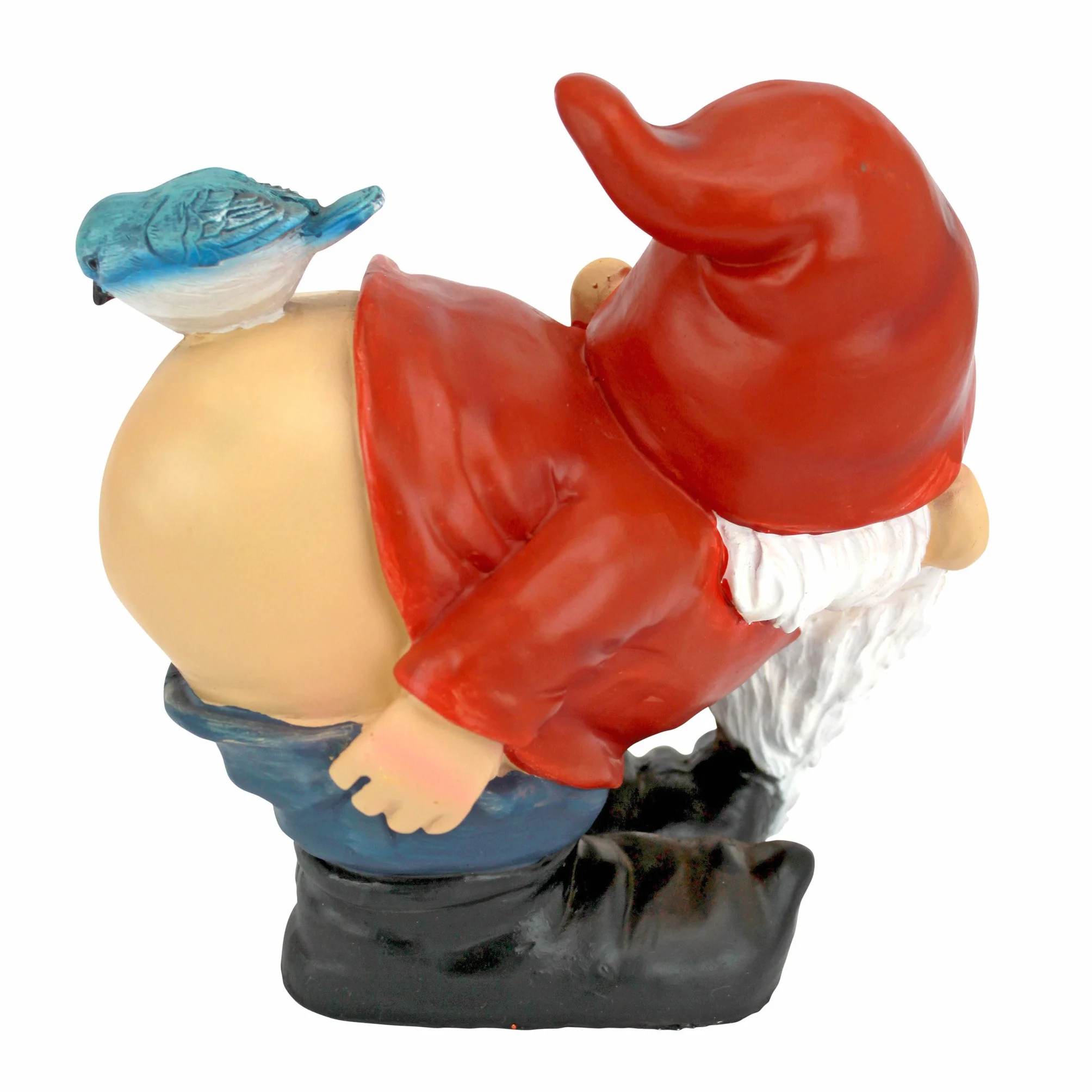 Design Toscano Loonie Moonie con le natiche al vento Statuetta Gnomo da giardino, poliresina, a colori, Media 20,25 cm