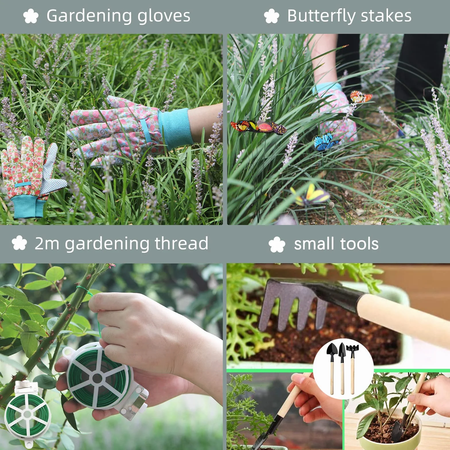 Set di Attrezzi da Giardinaggio, Kit Giardinaggio di Attrezzi Manuali da Floreale Giardino da 16 Pezzi, Regali da Giardinaggio per Donne e Uomini, Attrezzi da Giardinaggio per Impieghi Gravosi