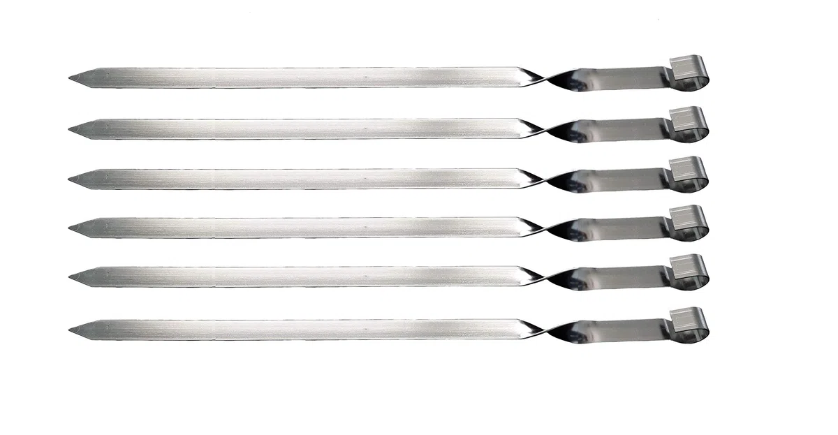 6x Spiedino 50 cm x 2 cm larghezza extra largo spiedini in acciaio INOX per la griglia