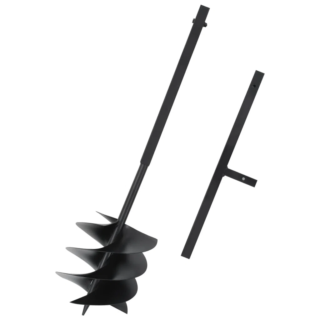 Trivella con manico in acciaio nero, 250 mm, punta elicoidale per terreno, giardino, aiuola, piante, trapano, trapano a mano, punta per radici e bulbi