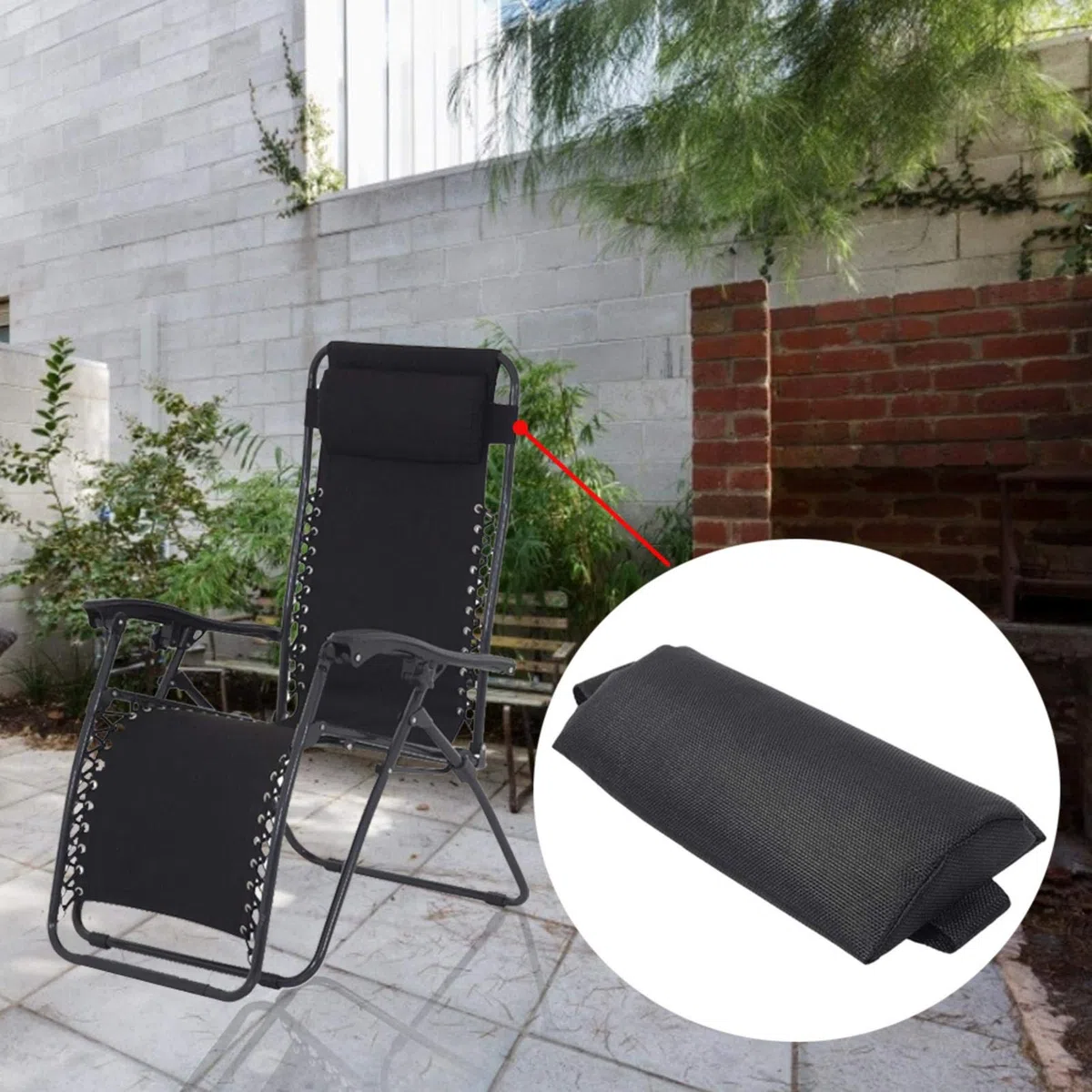 cuscino universale per sedia a sdraio da giardino, sedia a sdraio, cuscino da viaggio, cuscino per il collo con elastico grigio.