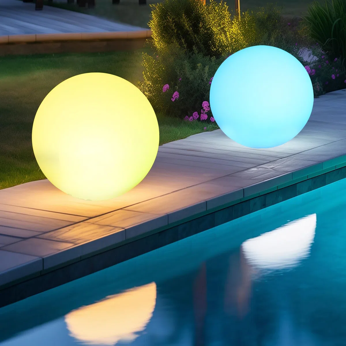 2PCS RGB Sfera Solare per Esterni, 30 cm LED con Telecomando, 16 Colori Cangianti, Lampada 1200 mAh Ricaricabile di Tipo C, Impermeabile IP66 per Prato Cortile Stagno