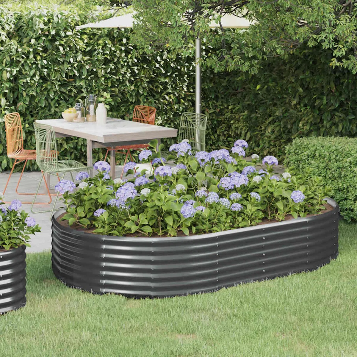 Gecheer Letto rialzato giardino, fioriera da esterno in acciaio zincato 214x140x36 cm, struttura robusta per piante aromatiche, orto domestico, fiori da balcone