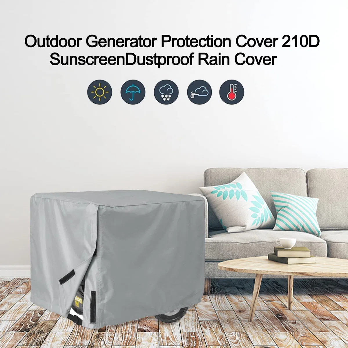 Copertura del generatore elettrico (Protezione della copertura generatore del patio esterno del giardino) adatta per la maggior parte dei generatori 3000-5000 Watt(Grigio)