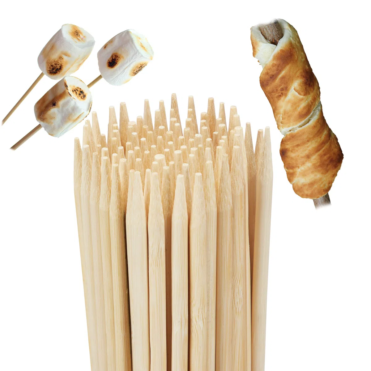 Relaxdays Spiedini in Legno, Set 200 Spiedi da 90 cm per Salsicce, Griglia e Barbecue, Attrezzo BBQ, Ø 5 mm, Naturale
