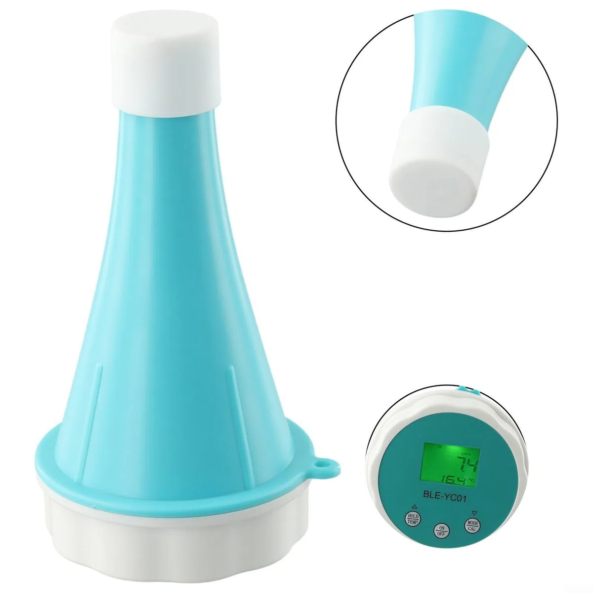 Tester digitale 6 in 1 per la qualità dell'acqua, monitor della temperatura PH ORP, con controllo tramite app mobile, per piscina, acquario, idroponica, analisi dei test dell'acqua potabile, display