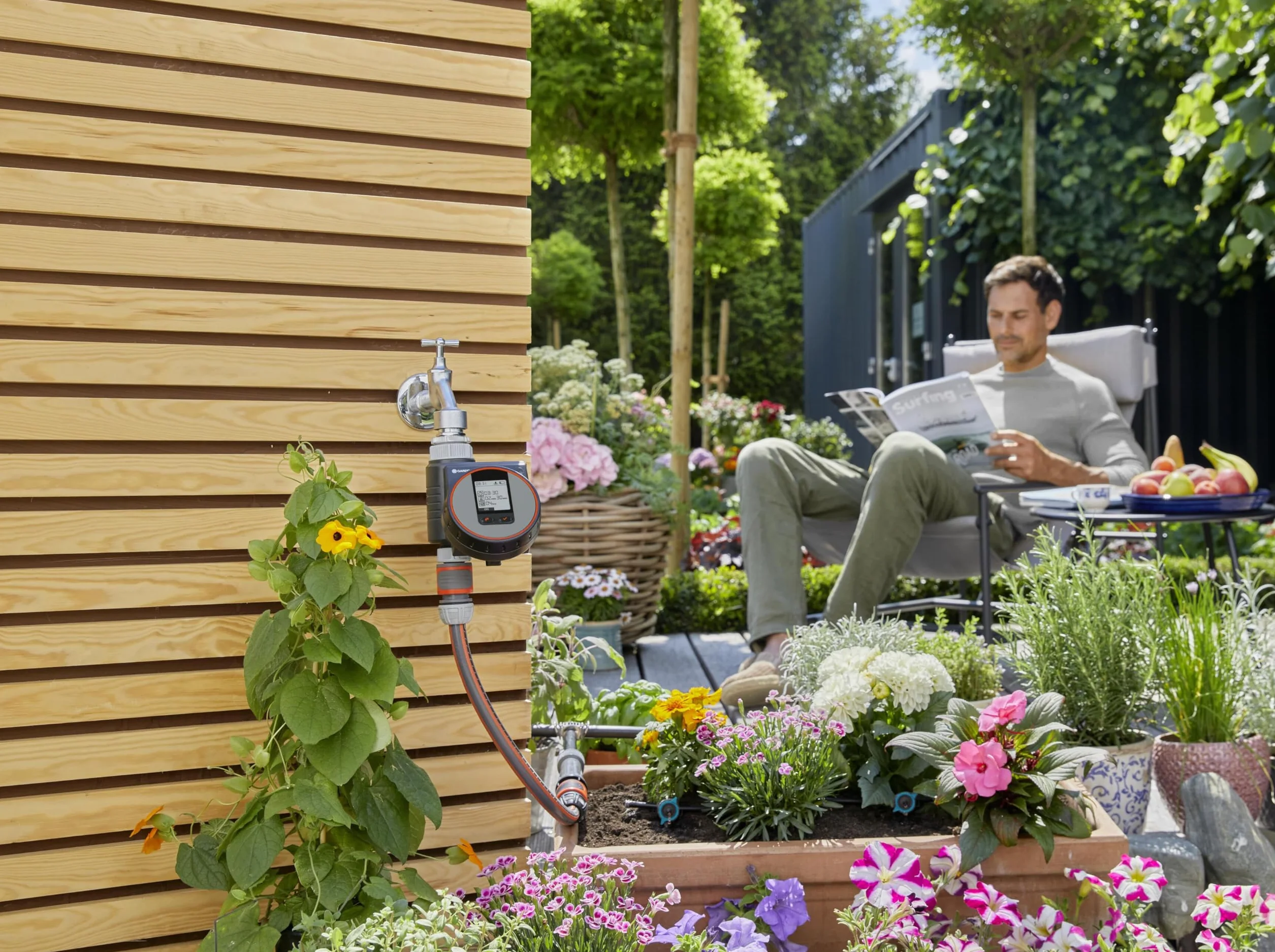 Gardena Programmatore per Irrigazione a Batteria FLEX: per Micro Irrigazione Automatica a Goccia di Piante in Vaso su Balconi e Terrazzi, per Rubinetti da 26,5 mm e 33,3 mm (1890-20)