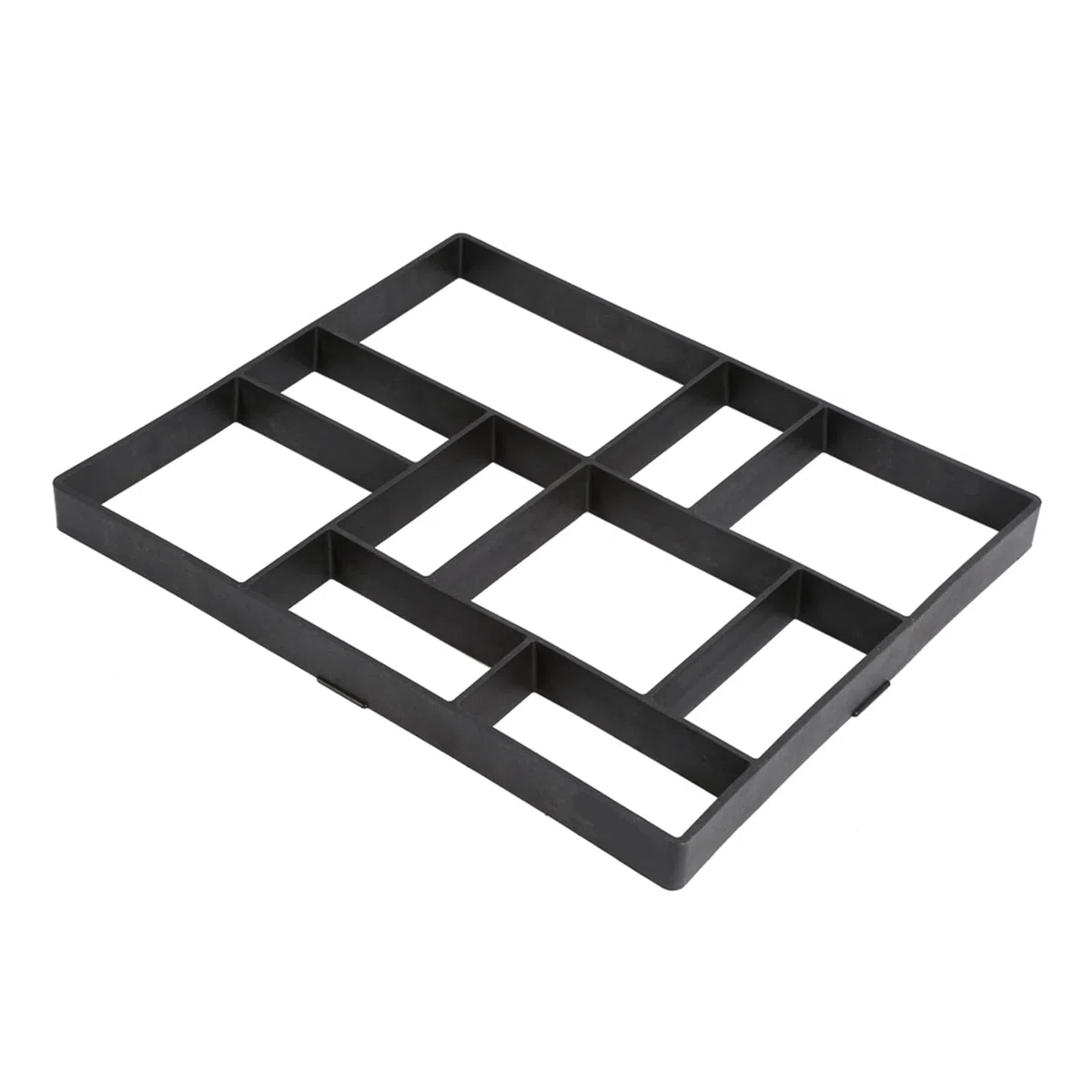 Stampo per Pavimentazione da Giardino, Forma in Pietra per Percorsi, 45 x 40 x 4 cm, Nero, 10 Scomparti, Fai-da-Te