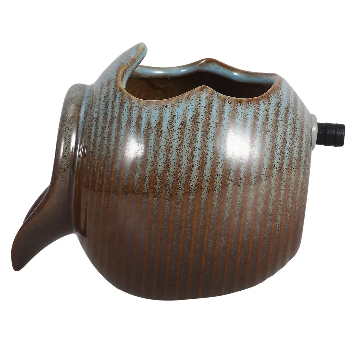 PRETYZOOM Brocca in Ceramica Flusso d'Acqua Circolante per Acquari e Piante Idroponiche, Design Aperto per Fontane Fai-Da-Te e Decorazione Interna