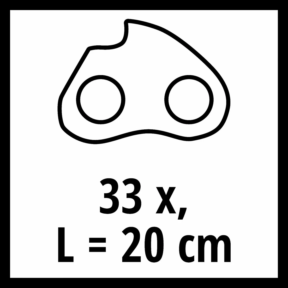 Einhell Catena di ricambio originale 20 cm (accessori per motosega, adatta per motosega a batteria Fortexa 18/20 TH, lunghezza catena 20 cm, 33 maglie, passo catena da 3/8 pollice)