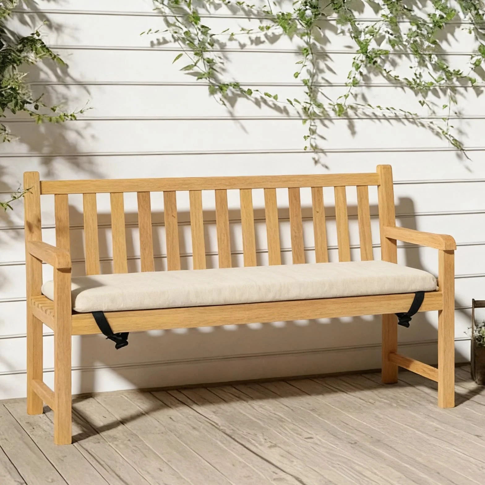 Cuscino per panchina, cuscino di ricambio, 80 x 40 x 5 cm, antiscivolo, per panca da giardino, rimovibile, per esterni, terrazza, interni (beige)