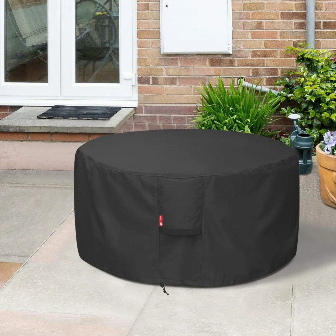 SheeChung Copertura per braciere per falò Solo Stove | Ranger Surround – Impermeabile 600D Heavy Duty rotonda Patio Patio Tavolo Bowl Cover Shelter Nero (rotonda – 114 "D x 24 H) Adatto per braciere