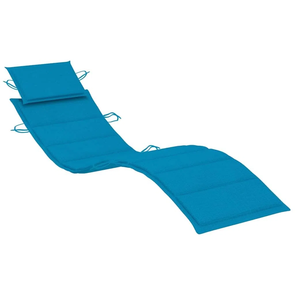 2 lettini prendisole in legno massello di acacia con cuscini blu, pieghevoli e resistenti alle intemperie, 184 x 55 x 64 cm, per giardino, terrazza, balcone, piscina e relax