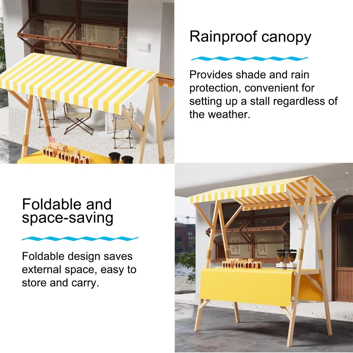 Carrello alimentare portatile con tettoia per Street Food & Event Sales - le Vendor Bancarella per festival, fiere e catering all'aperto