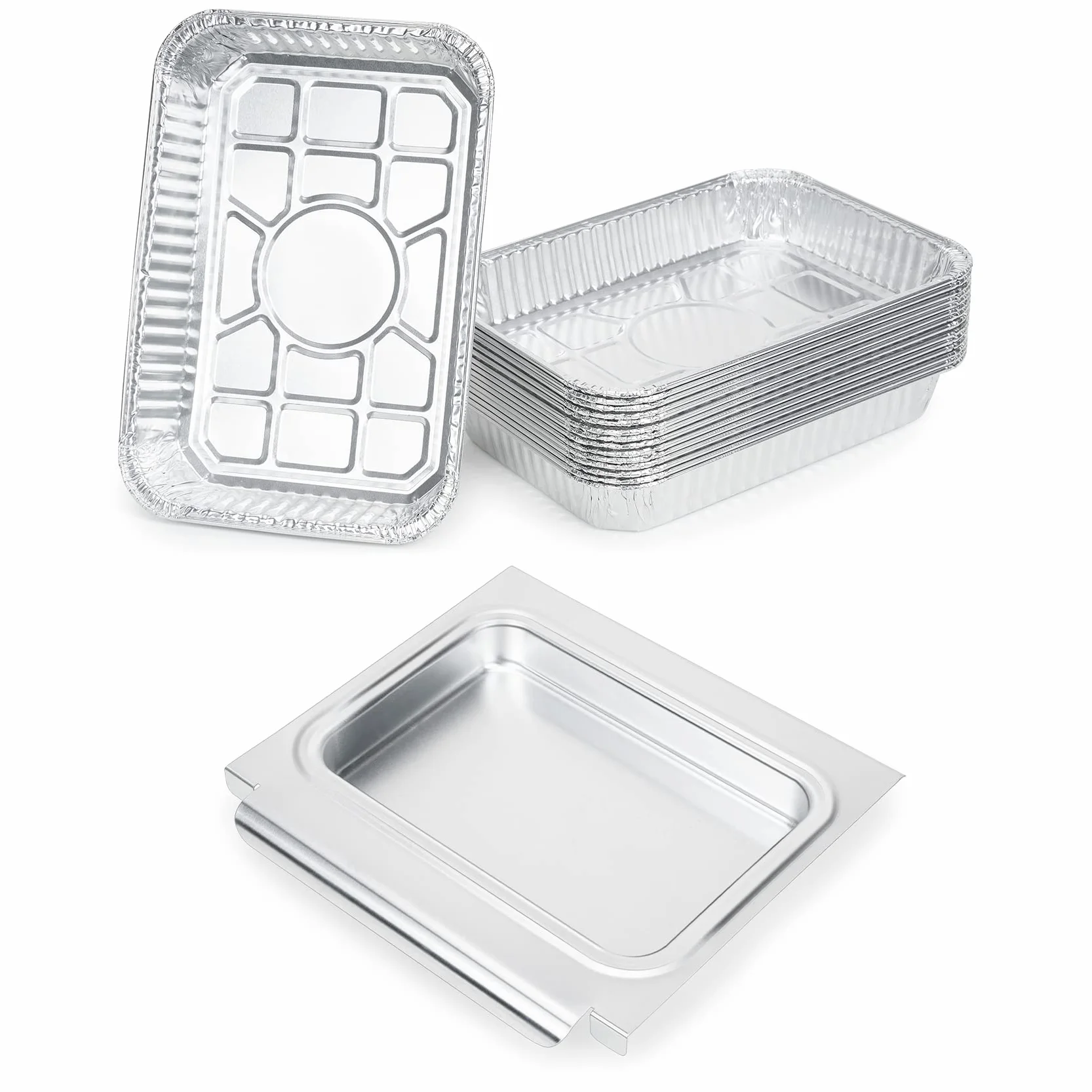 onlyfire Kit di Vaschette in Alluminio per Barbecue a Gas Weber Traveler, Genesis I&II 200/300 & Spirit II 200/300 Series, 1 Vaschetta Raccogli-Grasso in Alluminio e 15 Ciotole Monouso
