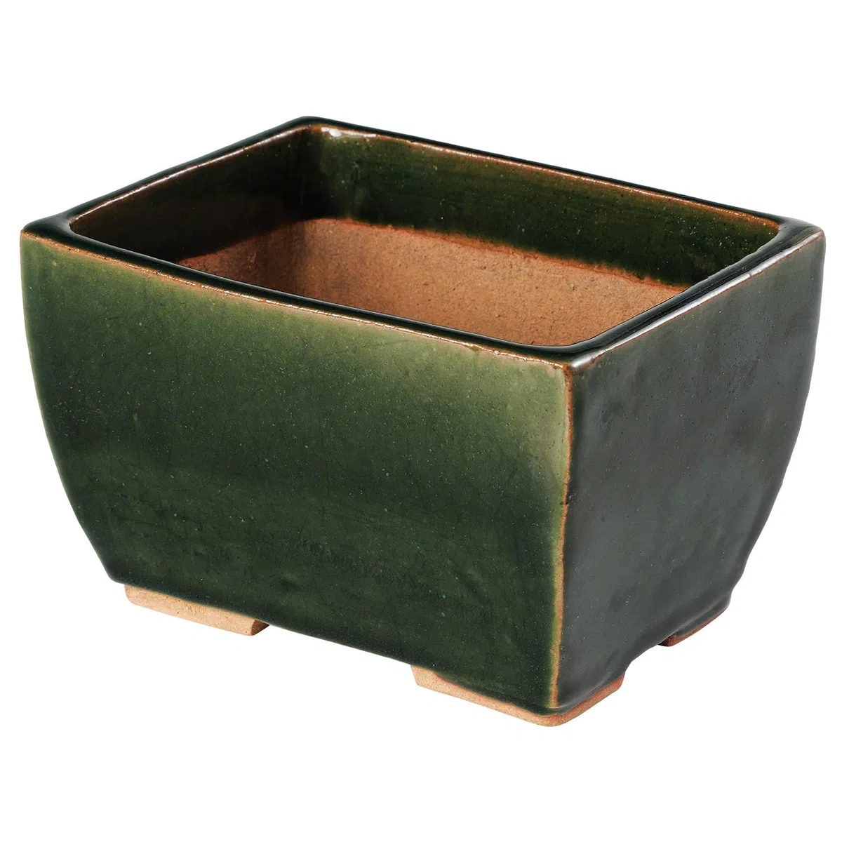 Wazakura Vaso Tokoname per Bonsai 13.5 cm Piccolo Rettangolare Smaltato Verde con Fori di Drenaggio, Realizzato in Giappone, Vasi per Piante in Ceramica per Uso Interno ed Esterno, Fioriera Decorativa