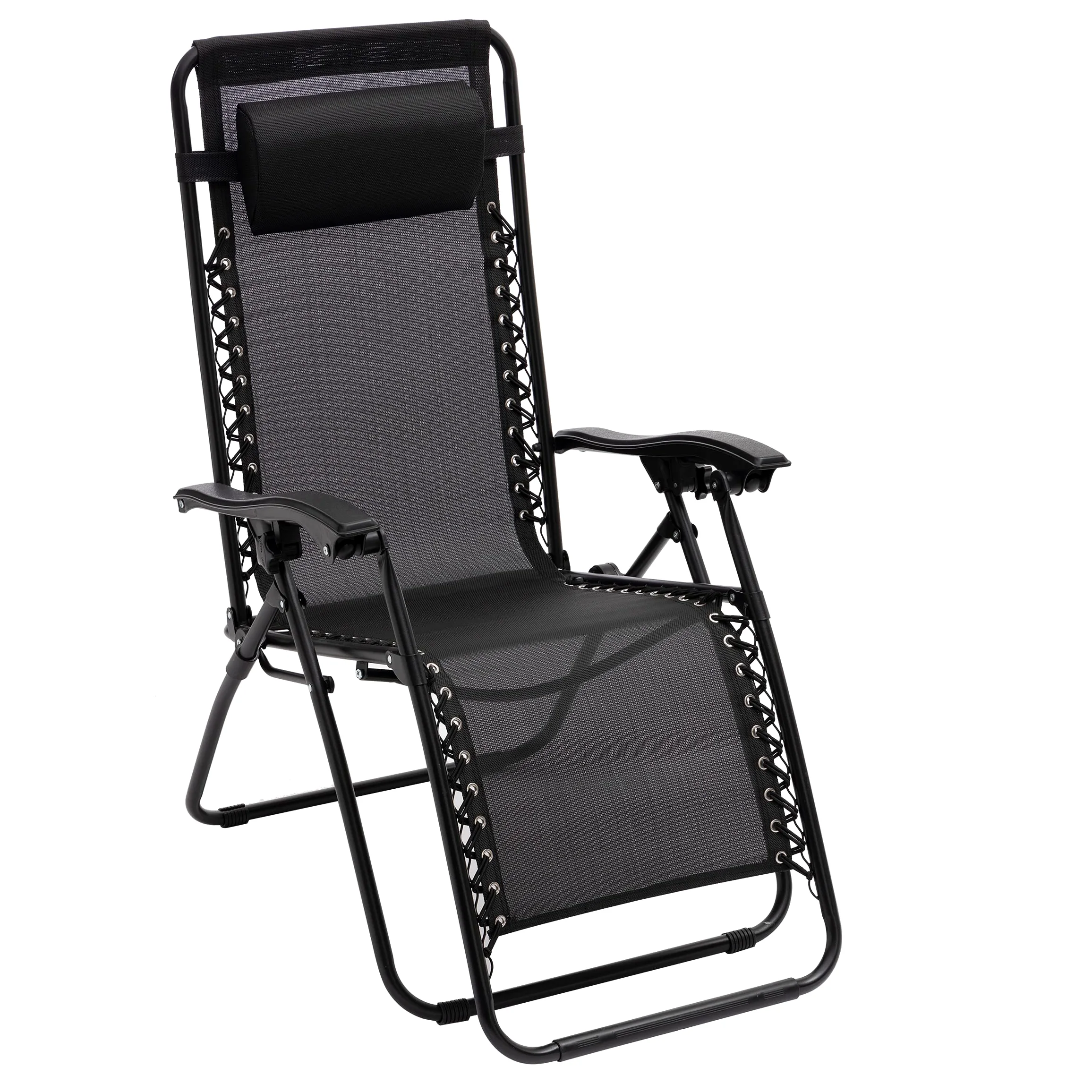 Baroni Home Sedia Sdraio Zero Gravity da Giardino, Chaise Longue Pieghevole da Esterno, Sdraio Salvaspazio per Piscina e Terrazzo, Poltrona Relax, 165x65x93 cm Nero