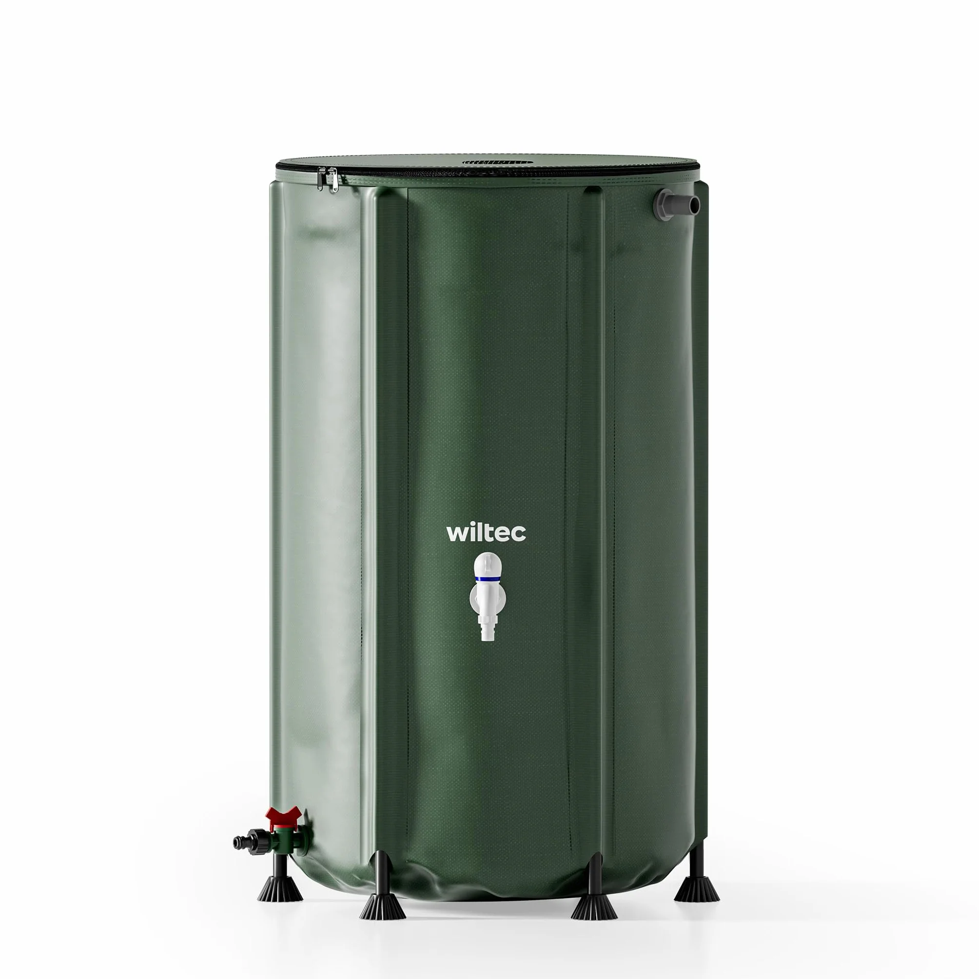 Wiltec Serbatoio acqua piovana pieghevole da 250 l, con coperchio e rubinetto, contenitore raccolta acqua piovana in PVC da 620 g/m² con attacco per tubo