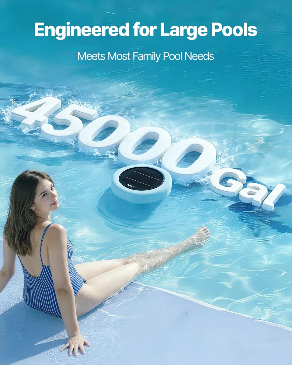 VEVOR Ionizzatore Solare per Piscina Purificatore per Acqua Piscina Purificatore Forma Esagonale max. 170343 L, Ionizzatore ad Energia Solare Galleggiante per Piscina SPA Vasca Idromassaggio