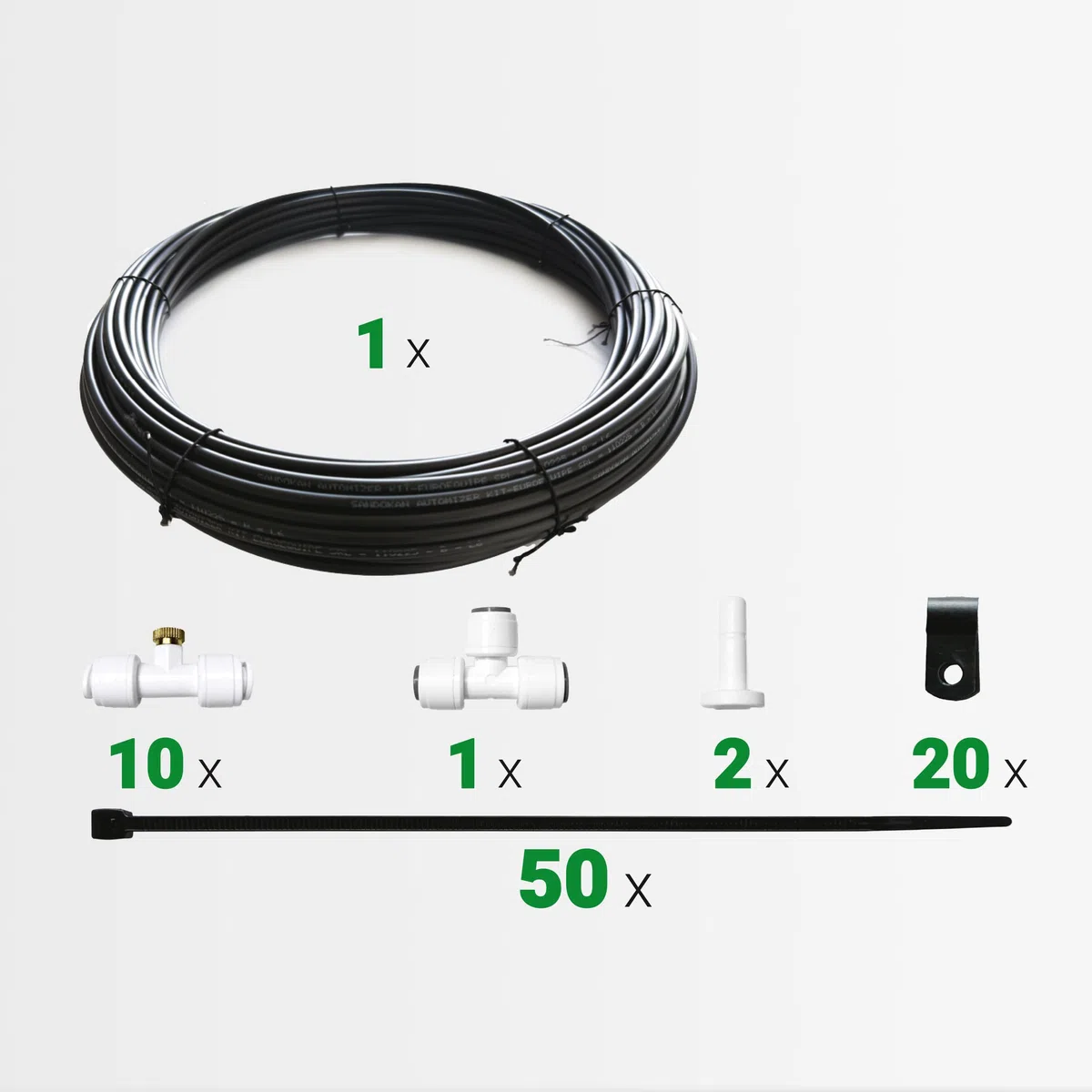 Sandokan, Kit Espansione per Automizer, Set Aggiuntivo con 10 Ugelli Nebulizzatori in Ottone e 33 Metri Tubo – Accessorio per Sistema Antizanzare Automatico Estensione Copertura +300mq Made in Italy
