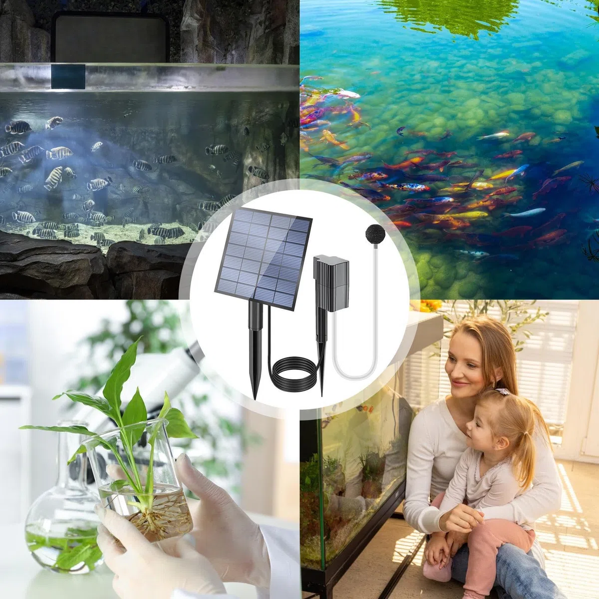 Aeratore per laghetto – Pompa ad aria solare, ossigenatore silenzioso per laghetto, gorgogliatore per acquario, aeratore per acquario, per acquari da giardino,