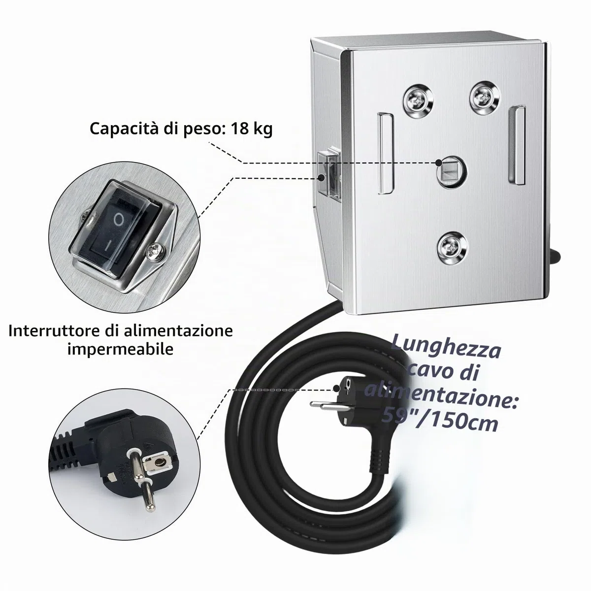 Onlyfire Motore per Girarrosto, Barbecue e Rosticceria in Acciaio Inox, 2-2.4 R/M, 50/60 Hz, 4 Watt, 220-240 V