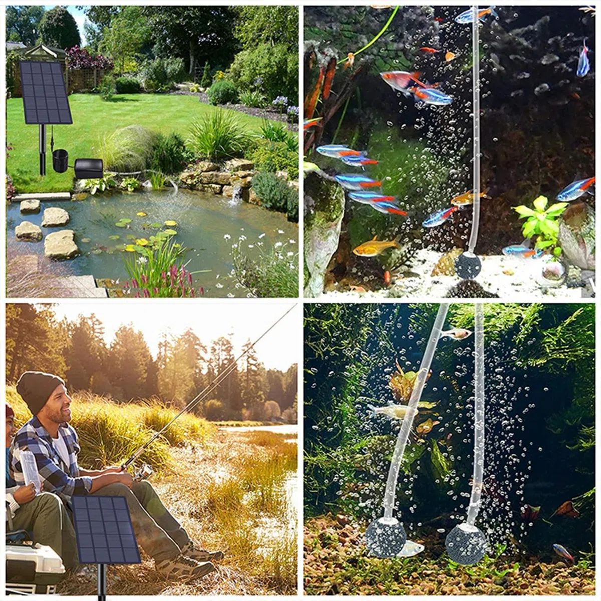Aeratore Per Laghetto Con Pannello Solare, 2.5W Pompa Solare Ossigeno Per Laghetto Fontana, Con Tubo Di Ossigeno E Pietra Della Bolla Per Circolazione Ossigenante Aerazione Laghetti Da Pesca, Giardino