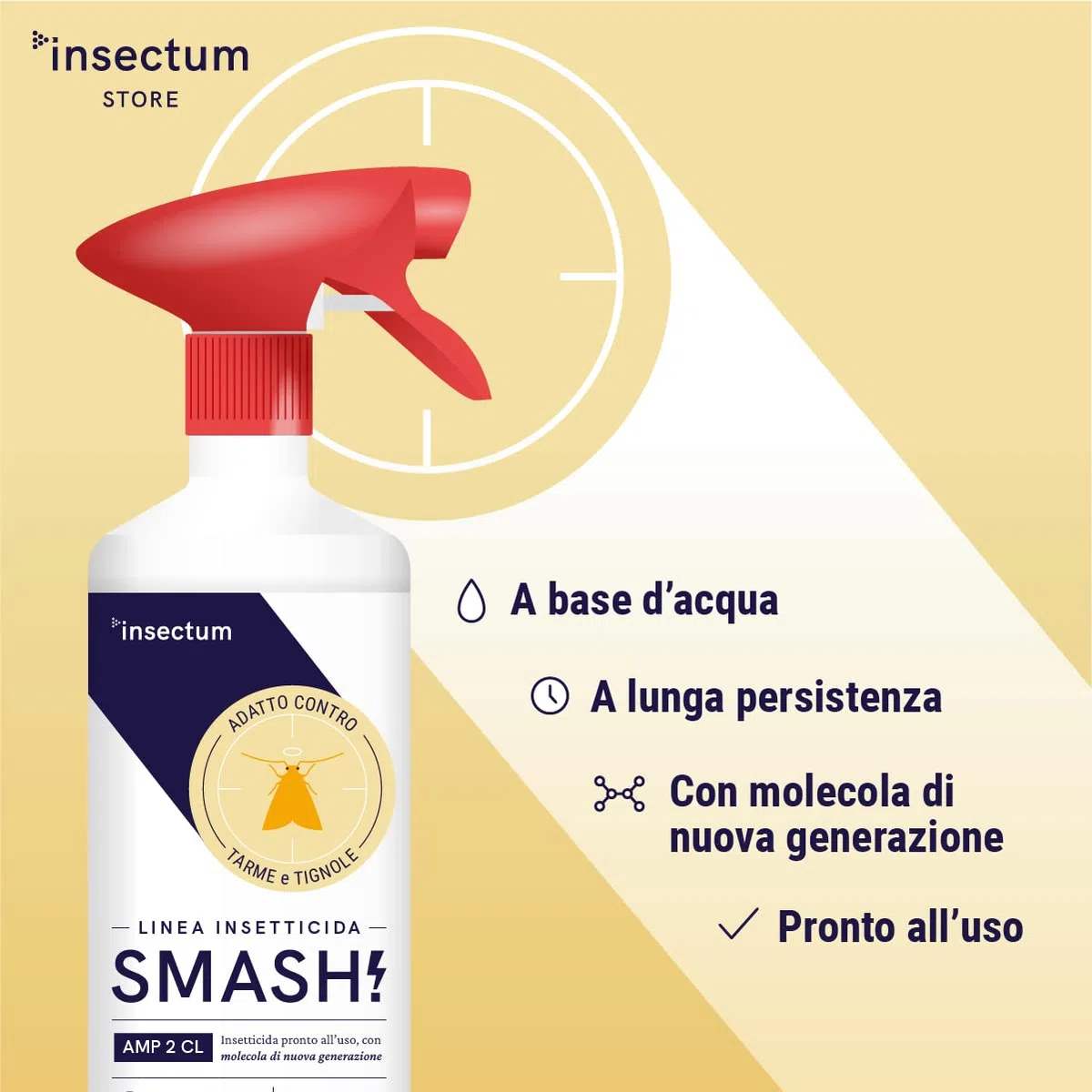 SMASH Spray Antitarme e Anti Farfalline del Cibo in Casa - Adatto per Ambienti con Animali Domestici - 1x500 ml - Anti Farfalle per Armadio e Dispensa - Senza Permetrina. Istruzioni incluse