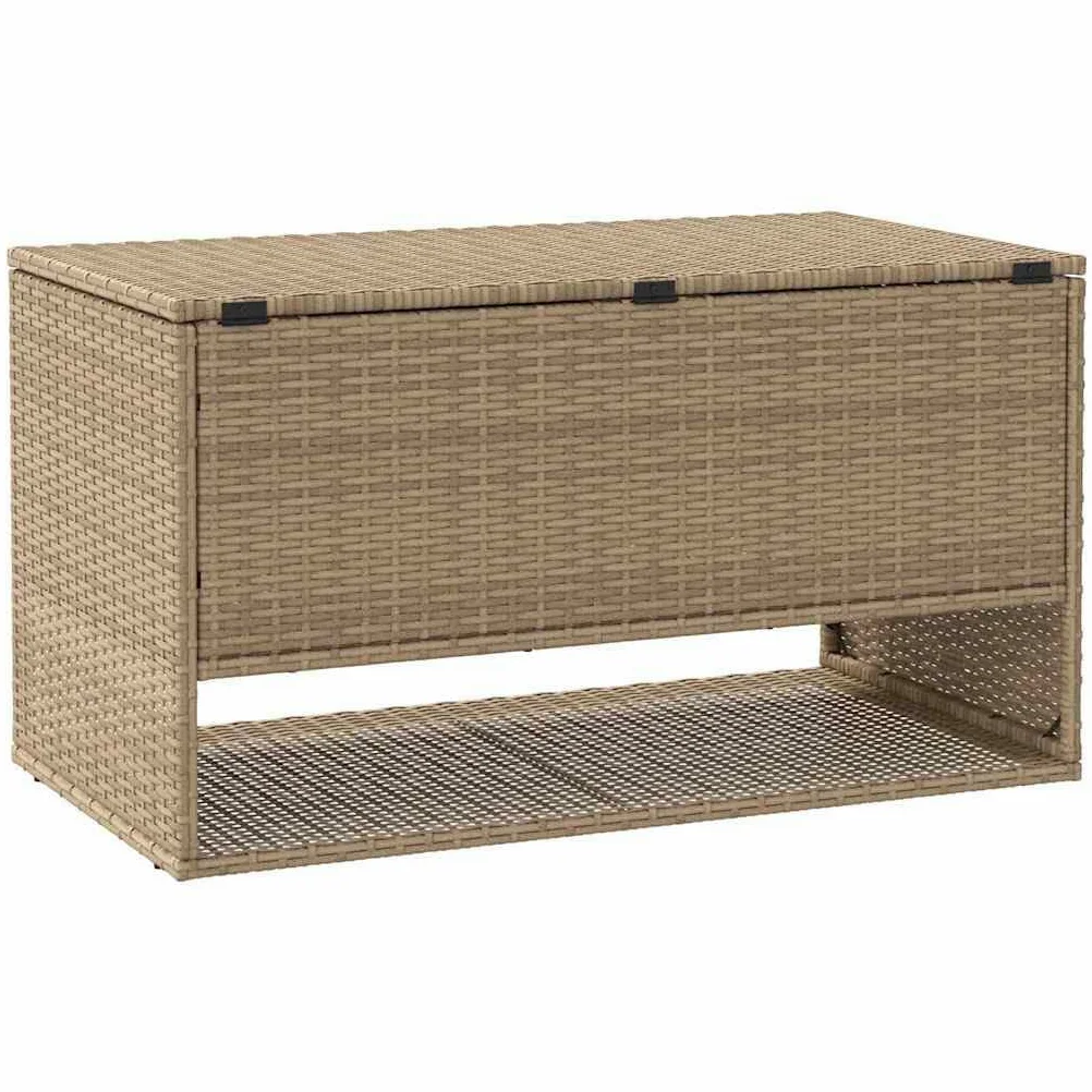 Cassapanca per cuscini da esterno beige 100 x 55 x 55,5 cm polyrattan, scatola di immagazzinaggio degli attrezzi da giardino per esterni, balcone o terrazza