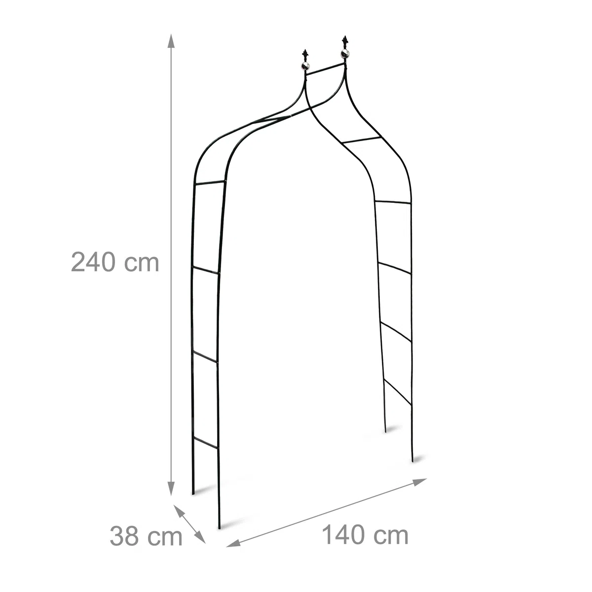 Relaxdays Arco da Giardino Decorazioni per Il Giardino Arco Piante Rampicanti, Metallo, 2.4 mt, Verde Scuro