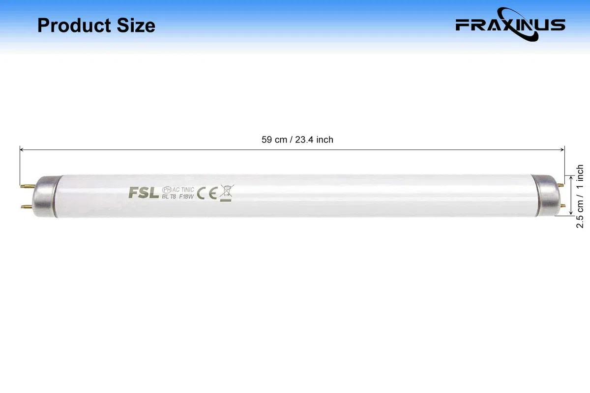 fraxinus 2 x 18W Lampadina FSL T8 UV Tubo, 23.4 in Ricambio Lampada per Zanzare, Luce Neon per 40W Zanzariera Elettrica/Ammazza Zanzare/Antizanzare/Cattura Insetti/Contro Mosche.