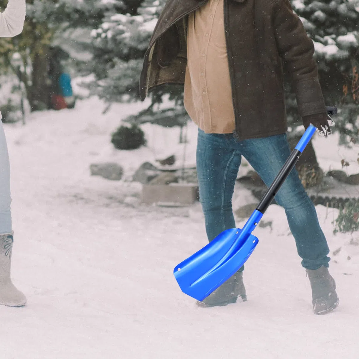 Happyyami Pala da Neve Pieghevole in Lega di Alluminio Antiscivolo, per Emergenze e Snowmobile