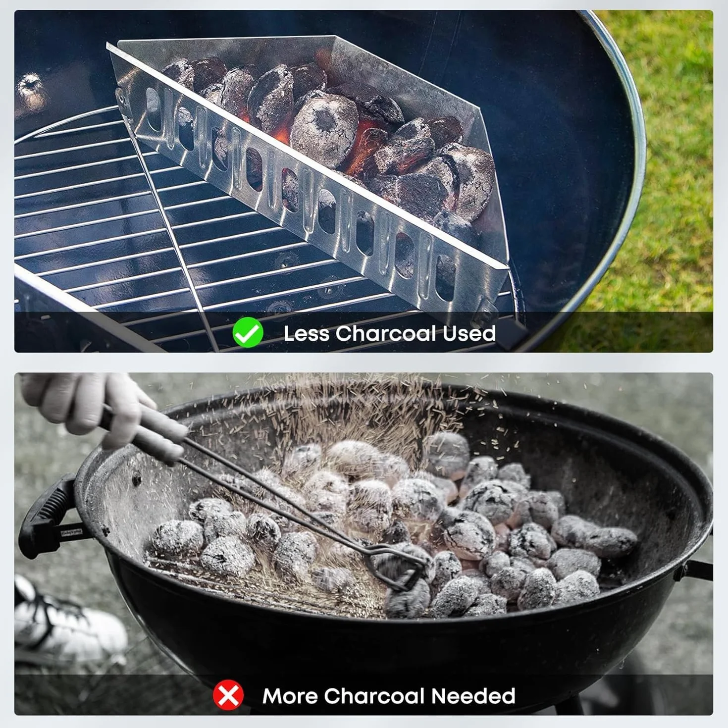 onlyfire Cestino per Carbonella da Barbecue, Supporti per Carbone più Grandi per Griglie a Carbonella Weber 57/67 cm, Accessori per Barbecue, 2 PCS