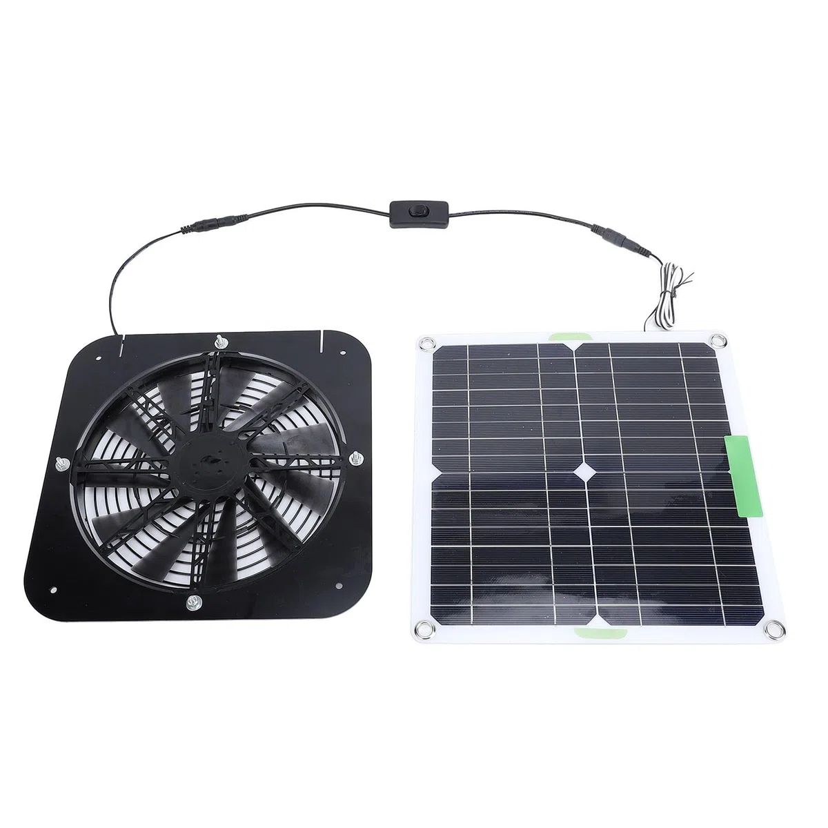 Brrnoo Ventilatore Solare per Casetta per Polli e Cani Ventilatore di Scarico con Pannello Fotovoltaico da 100 W Diametro 13 5 Pollici Installazione Facile con Staffa per Condotta di Sca