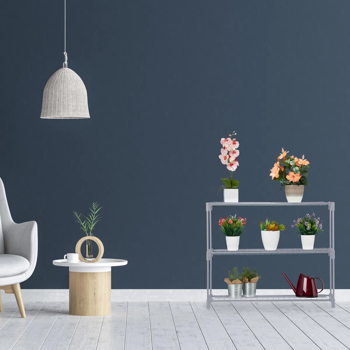Relaxdays Scaffale Porta Piante a 3 Ripiani, Portapiante in Vaso, Fiori e Erbe, Mobile in Acciaio, 72x91x28 cm, Grigio