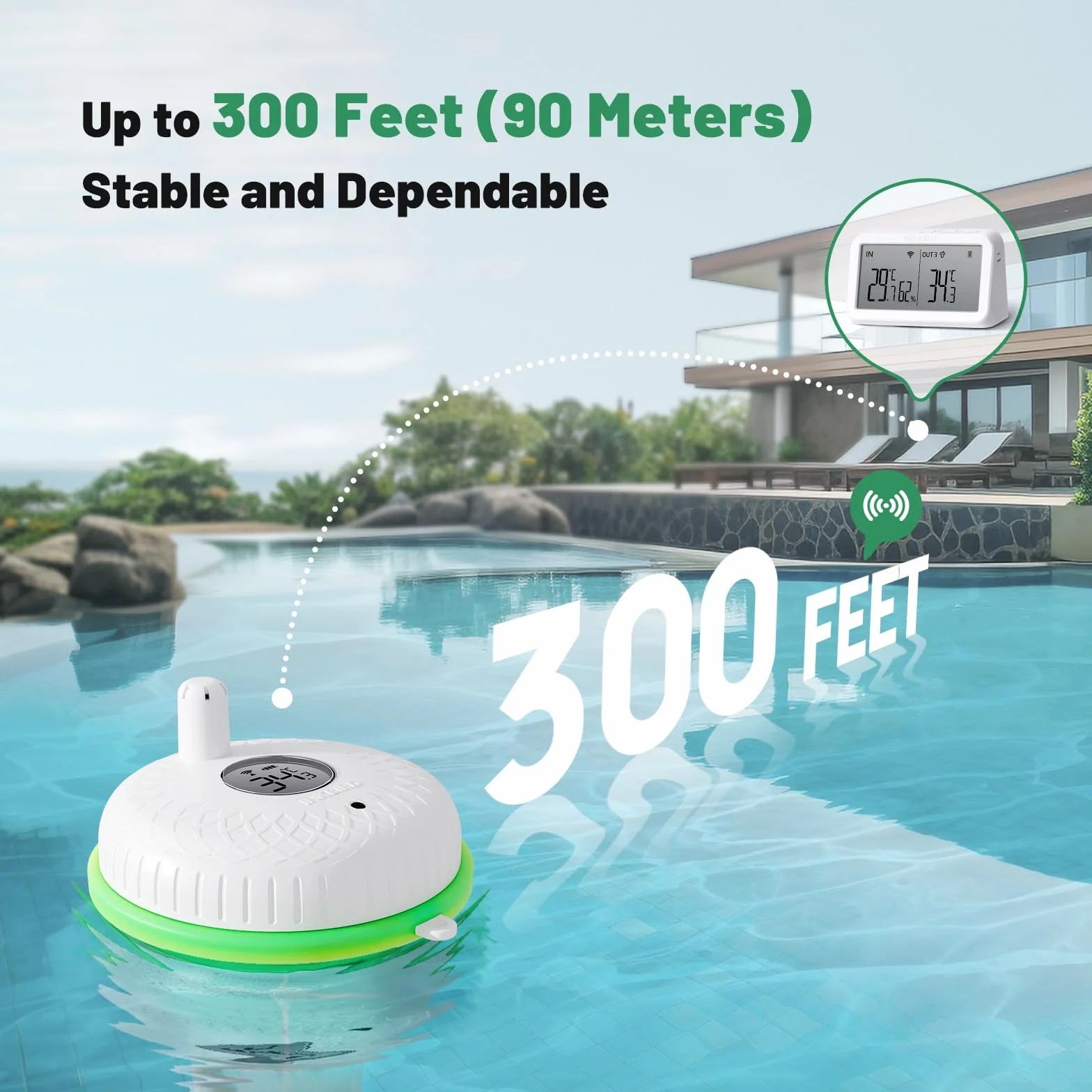 Inkbird Termometro Piscina WiFi con Passerella, Monitor Interno con Sensore di Temperatura e Umidità, Monitoraggio 9 Canali, Controllo App, Avviso Notifica | Monitor Interno, Monitoraggio 9 Canali, Controllo App, Spa Bagno Acquario