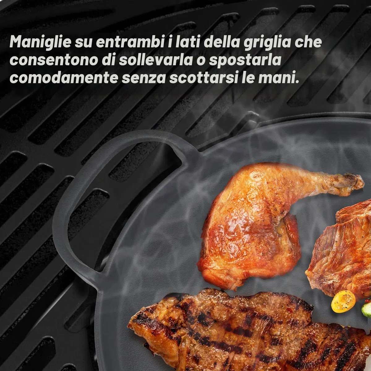 Onlyfire Piastra in ghisa per 57 cm Weber Original Kettle Premium Griglia a carbone | Gourmet Barbecue Sistema Ø 30.5cm, Inserto bbq Piastra per weber 7421