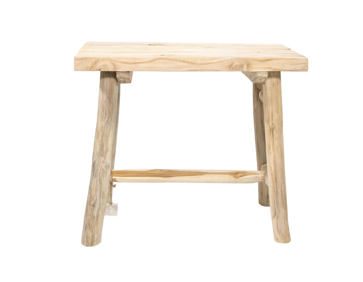 mgc24 Sgabello in teak - supporto stabile per fiori a 4 gambe in legno massello, realizzato a mano, versatile e facile da pulire, premontato, ideale per soggiorno e giardino