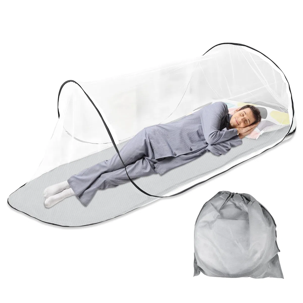 Zanzariera pieghevole, 200 x 80 x 56 cm, zanzariera pop up, ultraleggera, portatile, da campeggio, da viaggio, per la famiglia, per la casa e il campeggio