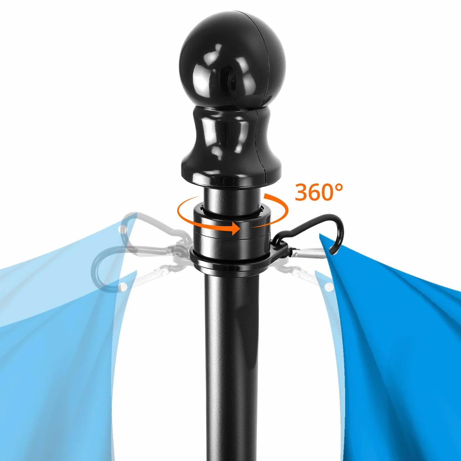 QWORK® Kit Portabandiera da Esterno - Bandiera in Metallo Opaco 180 cm con Staffa a Muro, Testa a Gomito e Anello di Rotazione - Sospensione 45°/90° - Lunghezza Regolabile