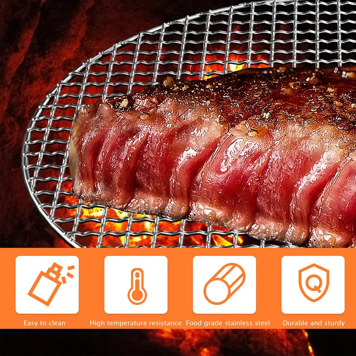 kingsea Griglia rotonda da 16,5 cm, in acciaio inox, per barbecue, a carbone, griglie elettriche, forni, cibo alla griglia, 1 pezzo