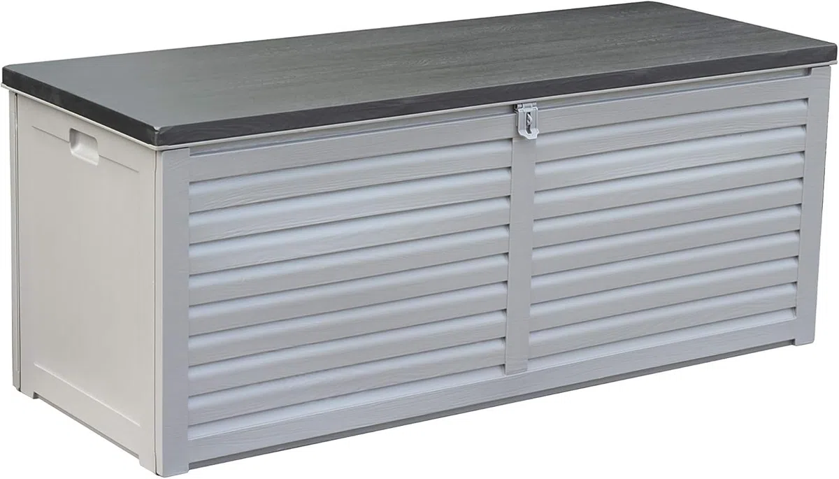 Baule Contenitore da Esterno In Resina 390 L | chiusura predisposta per lucchetto e apertura assistita, dimensioni 143.5x53.4x56.8 cm