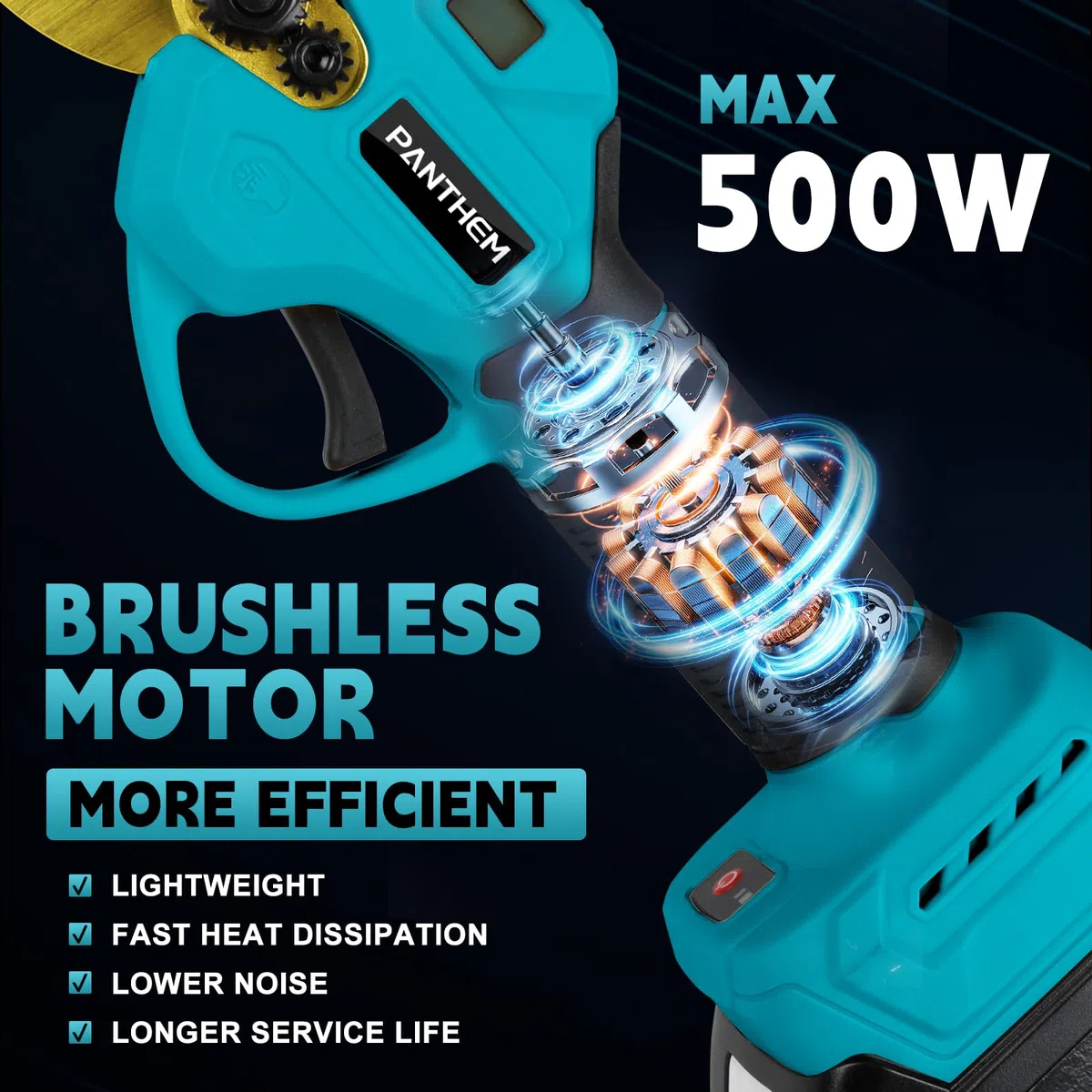Taglierina per rami senza fili 45 mm per Makita 18 V (senza batteria), motore senza spazzole, sega a ramo elettrico, batteria, cesoie per alberi, display LCD per potatura alberi