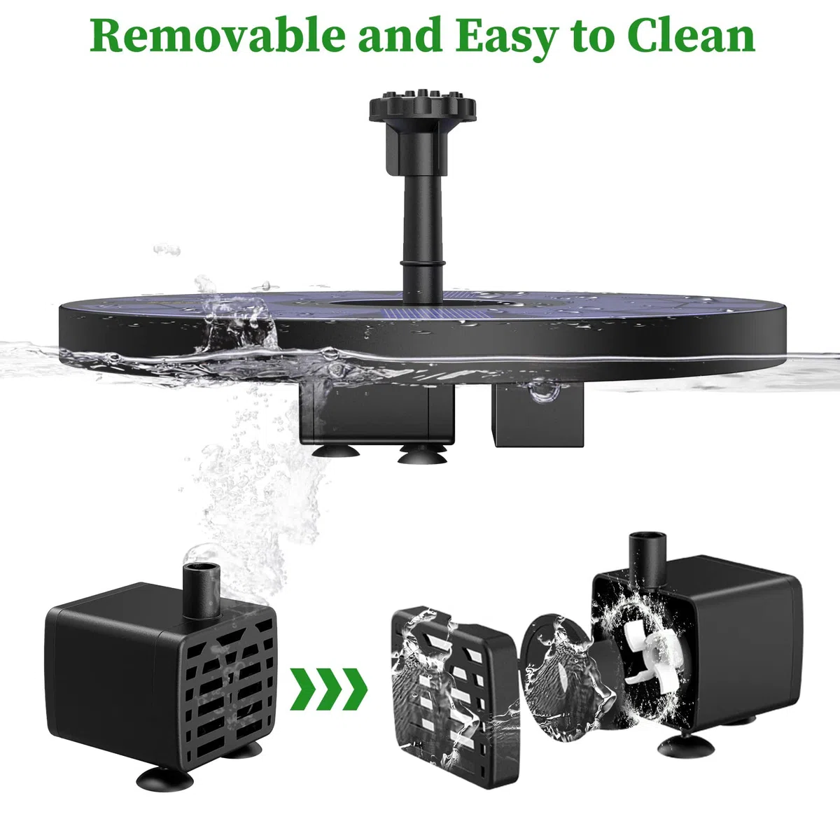 AMZtime 2.5W Fontana Pompa Solare da Giardino, con 6 Ugelli, Acqua Galleggiante per Bagno per Uccelli, Laghetto, Decorazione e Piscina